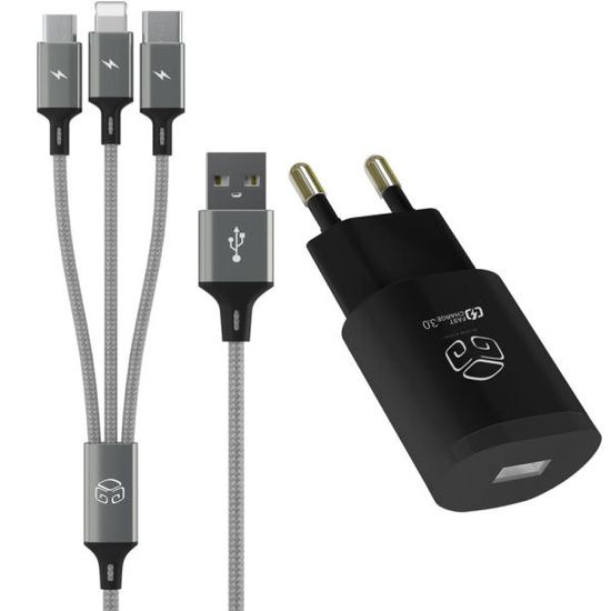 디지지 고속충전기 USB 18W + 3IN1 멀티케이블120cm