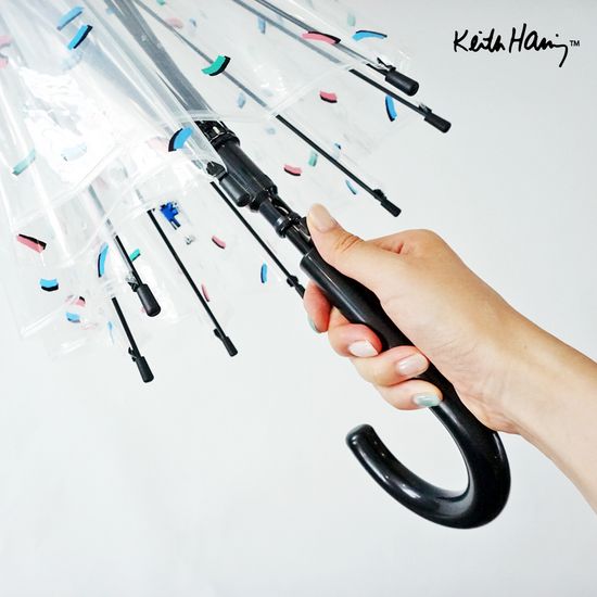 키스해링 납작살대 팝 투명우산