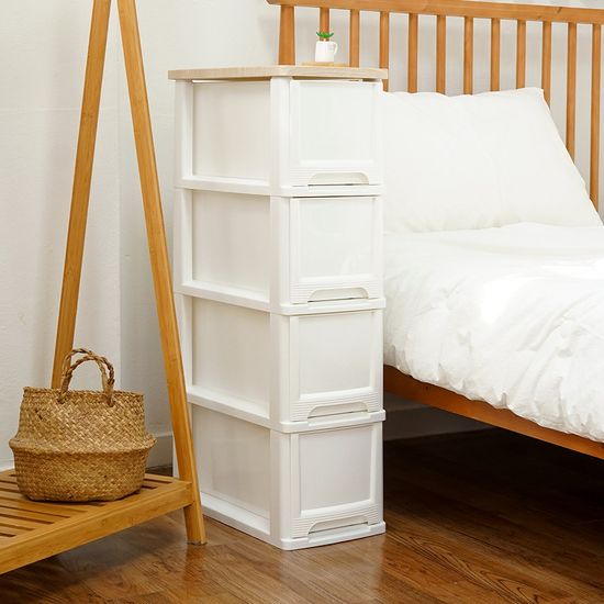 어반 우드상판 슬림 서랍장 4단 틈새 수납장 정리함