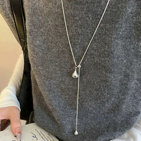 실버 Y 드롭 목걸이