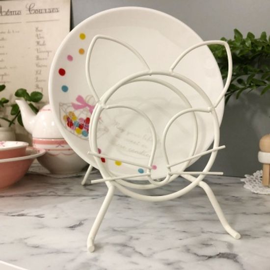 야옹이 다용도 철제 접시꽂이 아이보리