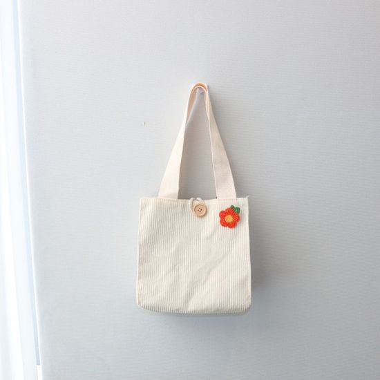 제주 동백꽃 코듀로이 골덴 가방 미니 토트백 에코백[