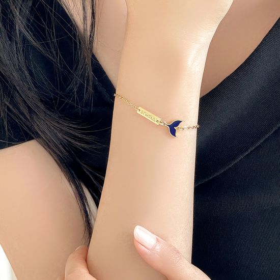 [선물포장] 행운의 고래꼬리 미니멀 체인 팔찌