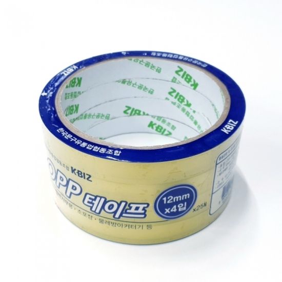 KBIZ OPP 테이프(투명) 12mm*25M(4입)