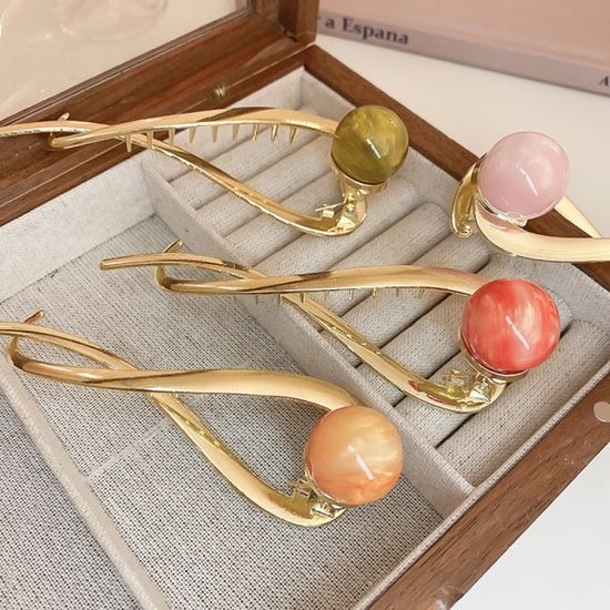 캔디 컬러 빅볼 8자 꼬임 클립 올림머리 헤어 집게핀