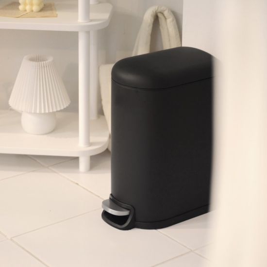 밀리_무소음 페달 휴지통 슬림형 10L