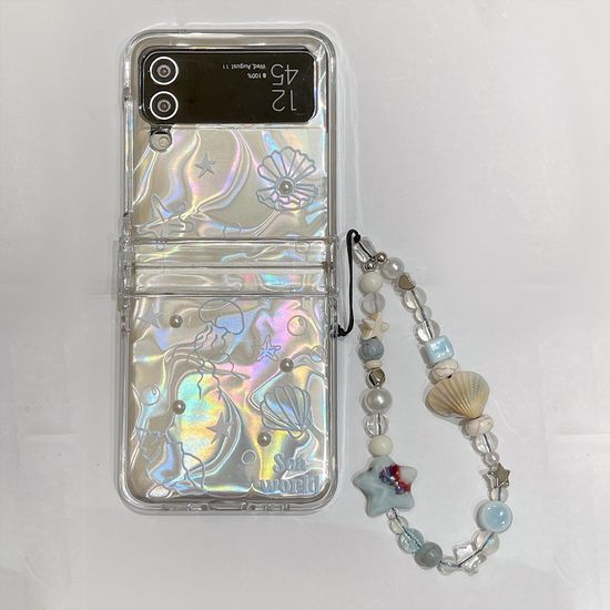 갤럭시 z플립 6 5 4 3 진주 꽃 바다 투명 힌지 케이스