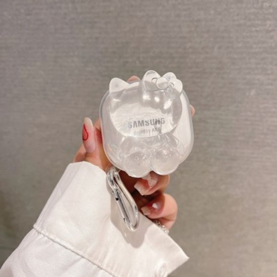 갤럭시버즈 2 프로 라이브 곰돌이 고양이 투명 케이스