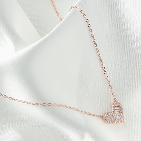 [비쥬홀릭] 실버925 샤이니 하트 로즈골드 목걸이