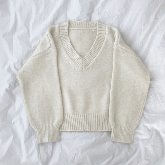 브이넥 도톰 니트 4color