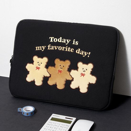 아트박스 노트북파우치 블랙 곰세마리 15인치