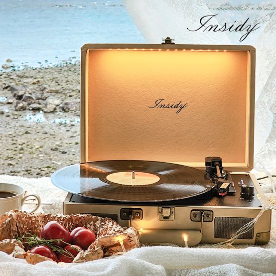 인사이디 무선 핸드메이드 LP 턴테이블 IBT-Retro LED