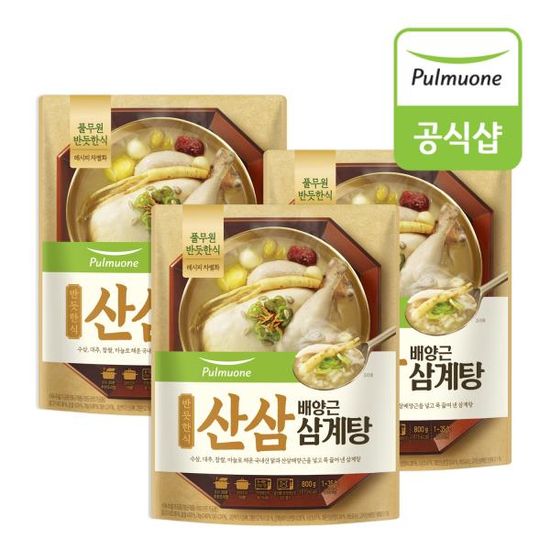 풀무원 반듯한식 삼산배양근 삼계탕(실온)(800g) 3봉