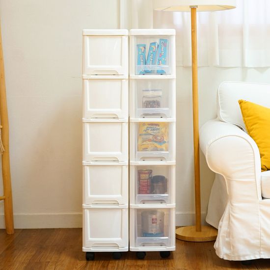 모던 틈새 슬림 서랍장 5단 (바퀴별매) 옷 수납장