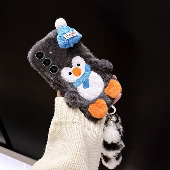 갤럭시z플립 7 6 5 4 3 뜨개 모자 펭귄 인형 털케이스