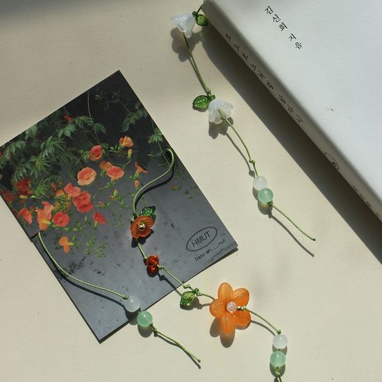 능소화 은방울꽃 클로버 비즈 끈갈피 꽃 책갈피 DIY