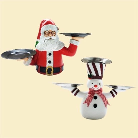 크리스마스 장식 산타클로스 눈사람 모형 트레이 선반