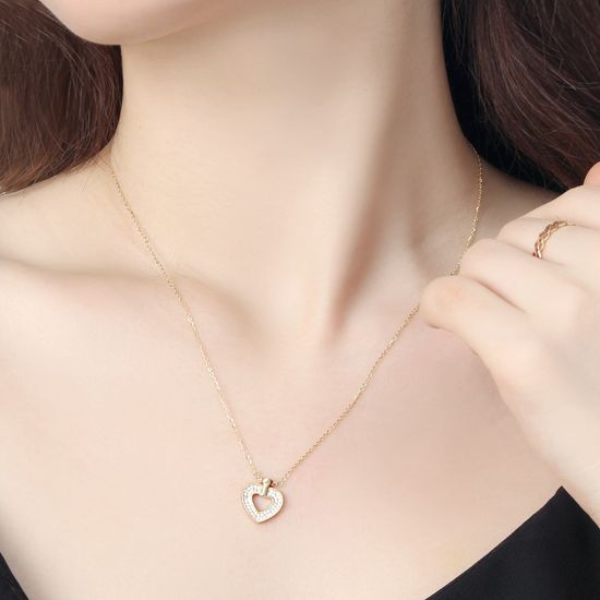 [비쥬홀릭] 실버925 골드도금 유니크 하트 목걸이