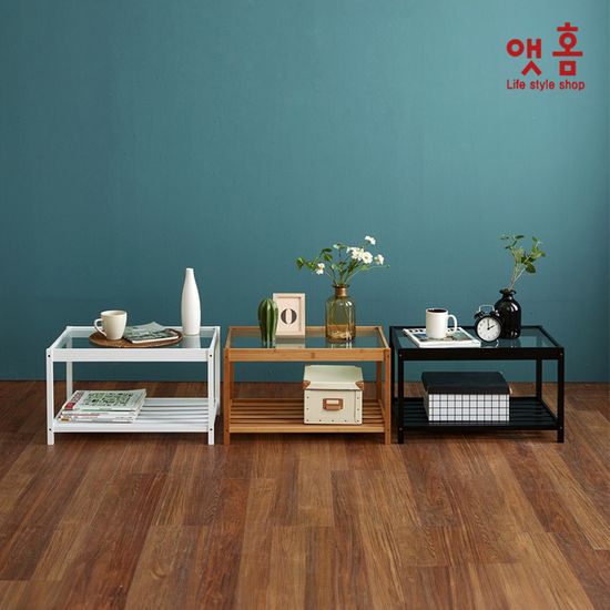 앳홈 와이드 강화유리 미니 협탁 600 3color