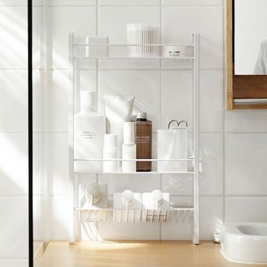 철제 화이트 3단 주방 욕실선반