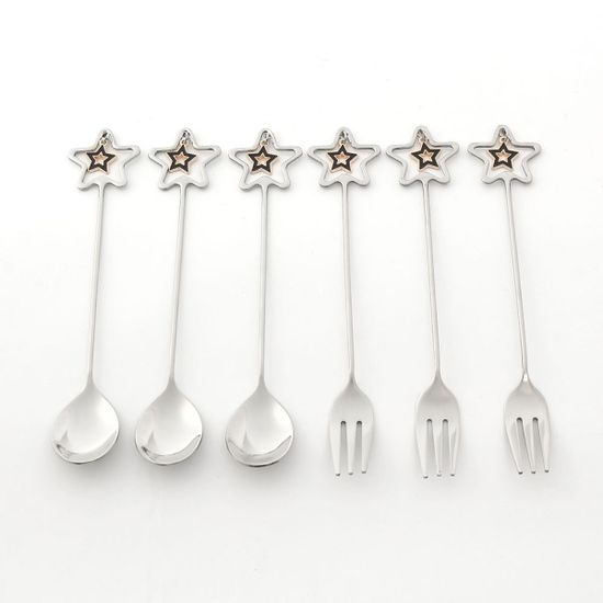 댕글스타 티스푼 티포크 세트 6P 디저트포크 실버