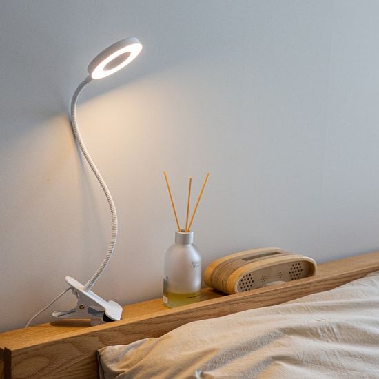 아이린 10단 밝기 라운드링 집게 LED 스탠드,화이트