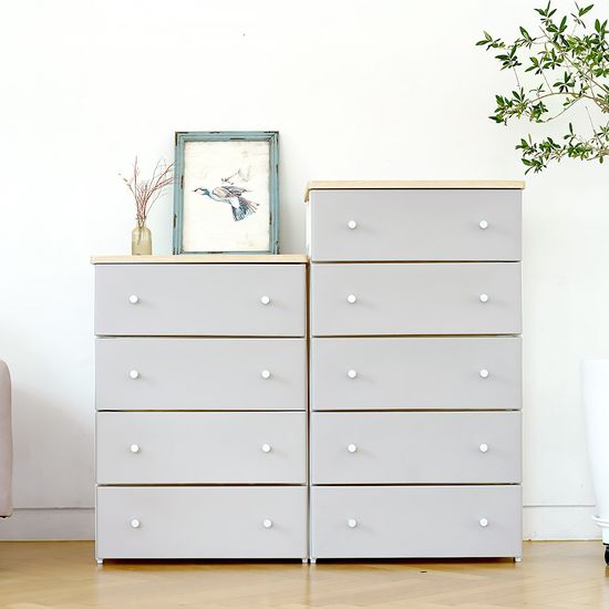 국내생산 마리 실버핸들 우드상판 서랍장 5단