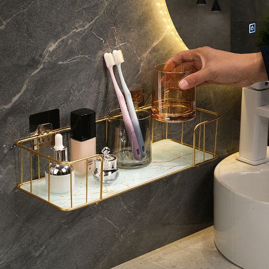 이너프 골드 와이어 욕실 용품 수납 벽걸이 선반