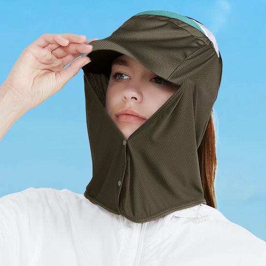 [아일렌]자외선차단 롱 캡 선가드(카키)