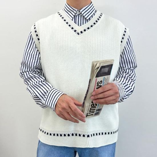 YAN 1037 남자펀치브이넥니트조끼