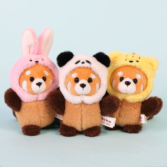 레서판다 동물모자 가방고리 키링 인형 3종 8cm