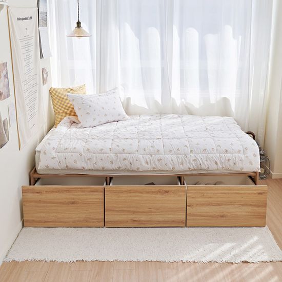 보루네오 빅수납 무헤드 침대 Q-매트리스 제외