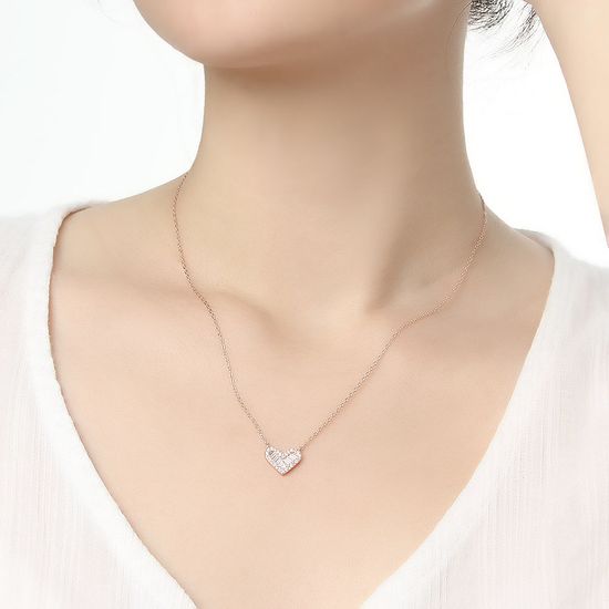 [비쥬홀릭] 실버925 샤이니 하트 로즈골드 목걸이