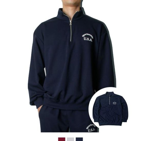 남녀 공용 맨투맨 USA 반집업 데일리 후드티 3CO