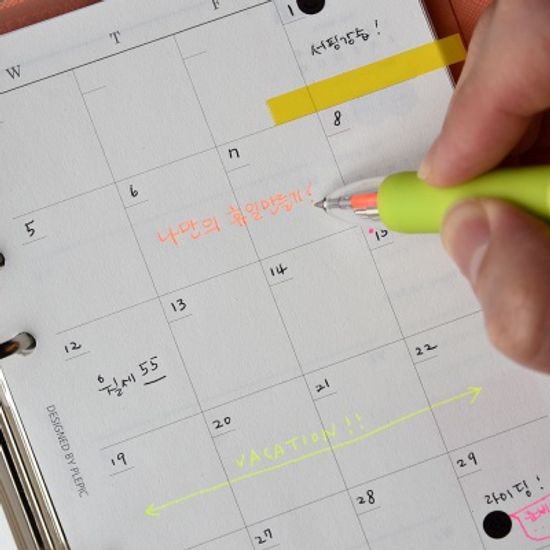 5way Color Pen (형광피치,형광옐로우,흑적청 5색심)