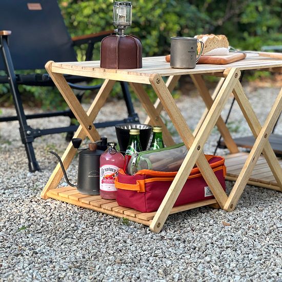 [캠핑덕] 접이식 우드 원버너 멀티 테이블