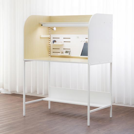 티케 와이드 1000 철제 독서실책상 화이트 자작나무