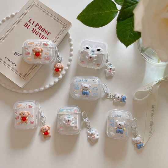 에어팟 3 2 1 프로 예쁜 강아지 데코 투명케이스 키링