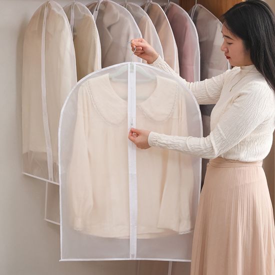 지퍼형 반투명 부직포 먼지차단 옷커버 옷 덮개 정리