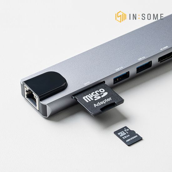 인썸 8in1 USB 3.0 6포트 c타입 멀티 허브 IMH-2