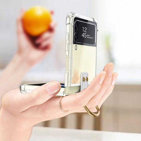 갤럭시 Z플립3 예쁜 골드 핑거링 에어백 투명 케이스