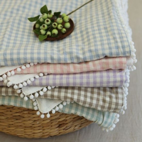 멜란폼폼체크 여름이불세트-5컬러 (Q)