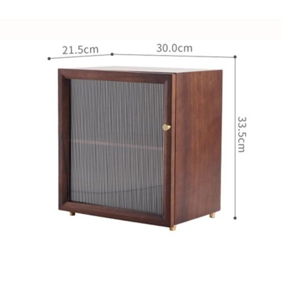 호두나무 다크월넛 소형 수납장 티룸 컵진열대 2단
