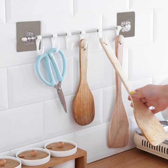 심플홈 접착식 다용도 걸이(6구) 주방 조리도구걸이