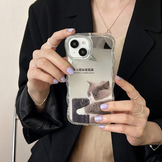 아이폰 14 13 12 리얼 고양이 미러 실리콘 케이스
