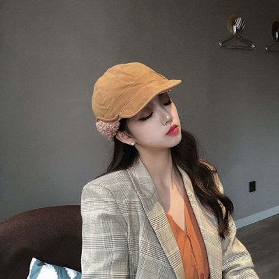 위드유 방한 귀달이모자(머스타드)/ 여성 겨울모자