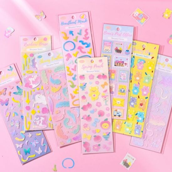 귀여운 마카롱 레이저 펄 스티커 일기장식 다꾸 폰꾸