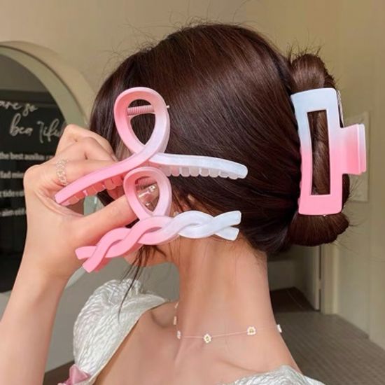 핑크 그라데이션 집게 머리 핀 여름 올림머리 헤어 삔