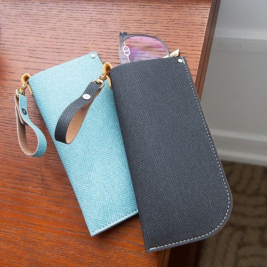 국내제작 고리형 헤링본 안경 수납 파우치 케이스