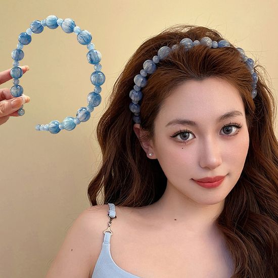 예쁜 문라이트 비즈 머리띠 얇은 여름 패션 헤어 밴드